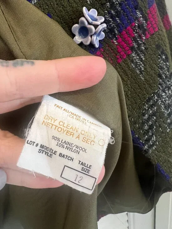 Vintage oversized blazer | olive houndstooth | statement jacket (M) - Picture 6 of 6